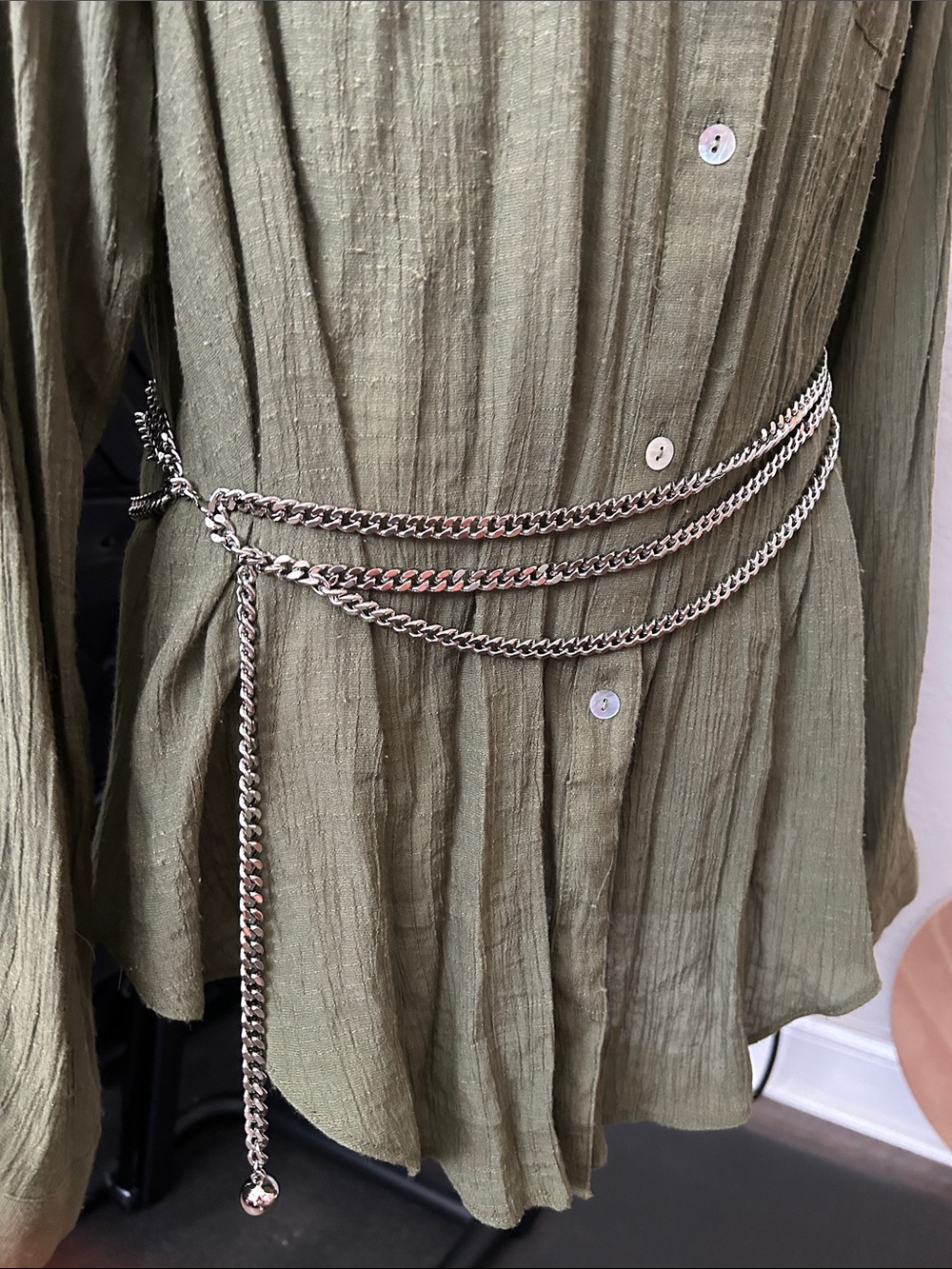 Triple-Row Silver Chain Waist Belt - Women Accessories